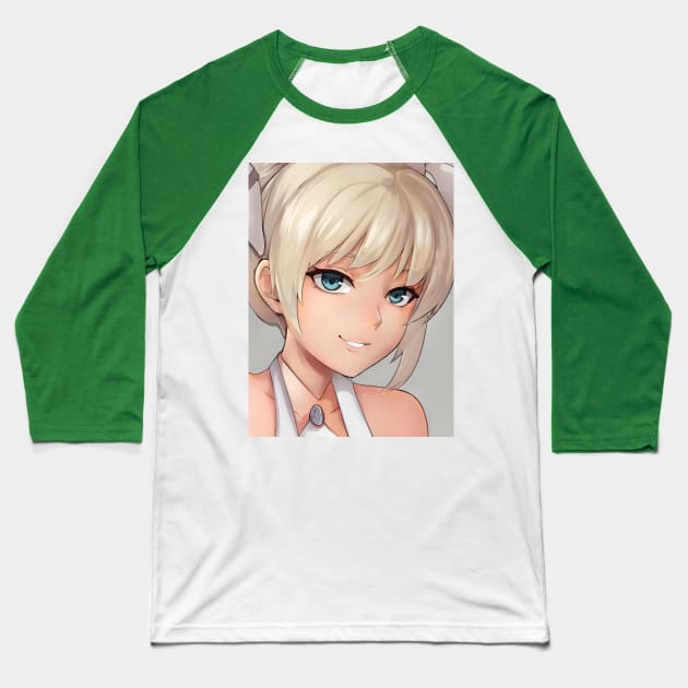 White Hair Anime Girl Baseball T-Shirt by animegirlnft